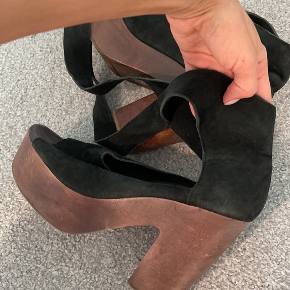 Free People Johnny Was Understated Leather Black Gladiator Platform size 40 - 9 - Picture 8 of 10